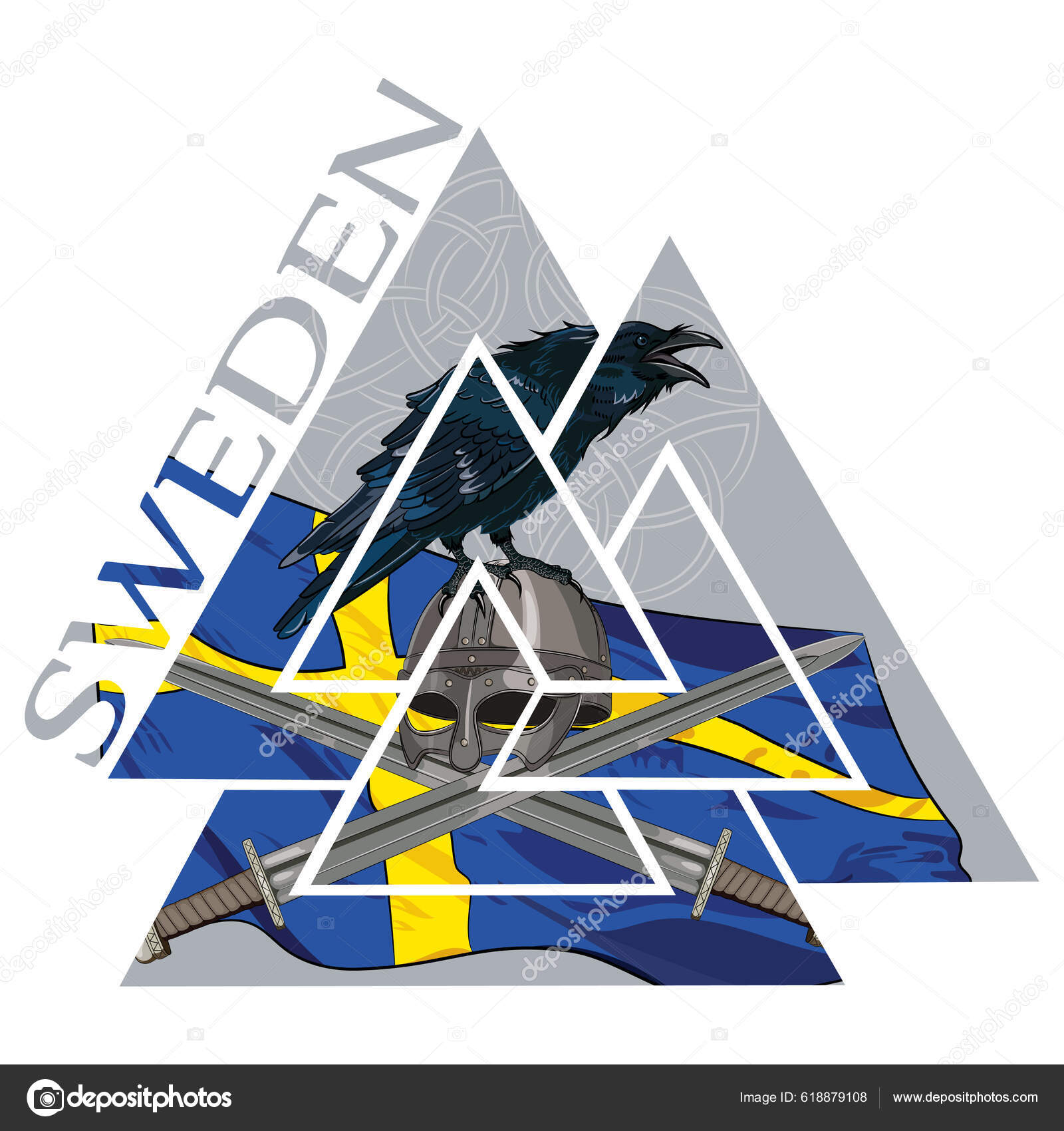 Valknut Gamle Hedenske Nordiske Germanske Symbol Sverige Flag Ravn Viking  Stockvektor af ©Bourbon-88 618879108, image size:1600x1700