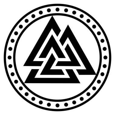 Valknut antik pagan Kuzey Alman sembolü, beyaz üzerine izole edilmiş, vektör illüstrasyonu
