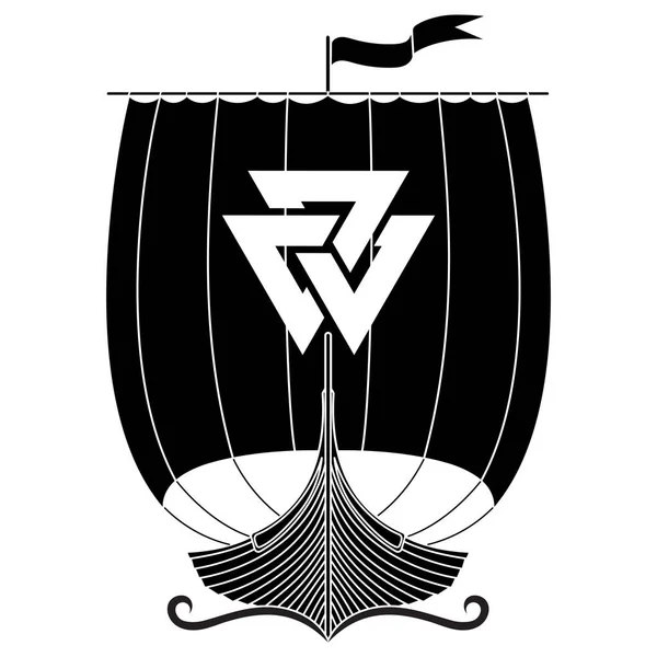 Válečná Loď Vikingů Drakkar Izolovaný Bílém Vektorová Ilustrace — Stockový vektor