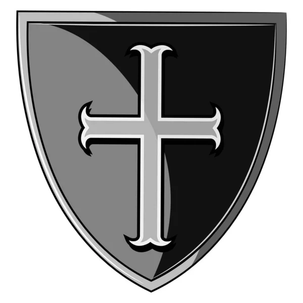 Escudo Heráldico Cruzado Isolado Branco Ilustração Vetorial — Vetor de Stock