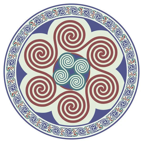 Круглый Кельтский Дизайн Кельтская Мандала Изолированная Белой Векторной Иллюстрации — стоковый вектор