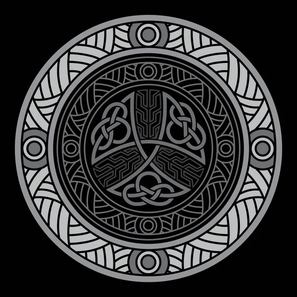 Круглый Кельтский Скандинавский Дизайн Кельтский Узор Изолированный Черном Векторная Иллюстрация — стоковый вектор