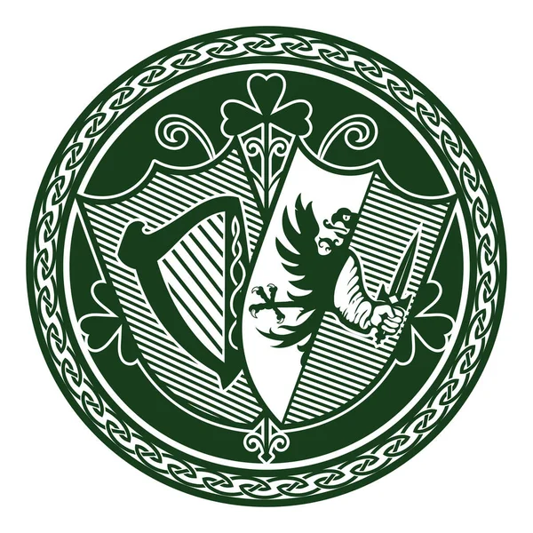Design Celtico Irlandese Stile Vintage Retrò Design Irlandese Con Stemma — Vettoriale Stock