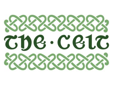 Vintage retro illustration. Gothic lettering and ancient Celtic Scandinavian hand-painted ornamentation, isolated on white, vector illustration