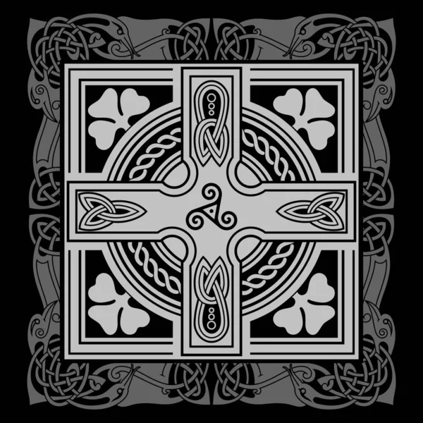 Irish Celtic Design Vintage Retro Style Celtic Style Cross Ethnic — 图库矢量图片