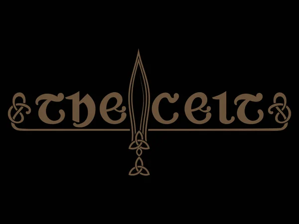 Vintage Retro Illustration Lettering Gothic Font Viking Sword Ancient Celtic — Stock Vector
