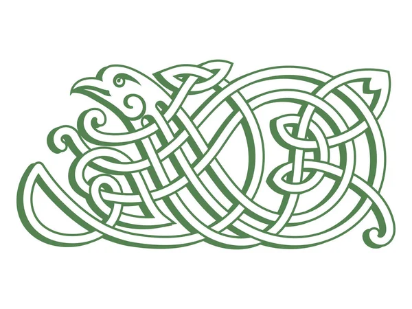 Ирландский Дизайн Винтажном Ретро Стиле Птица Кельтском Стиле Этническими Орнаментами — стоковый вектор