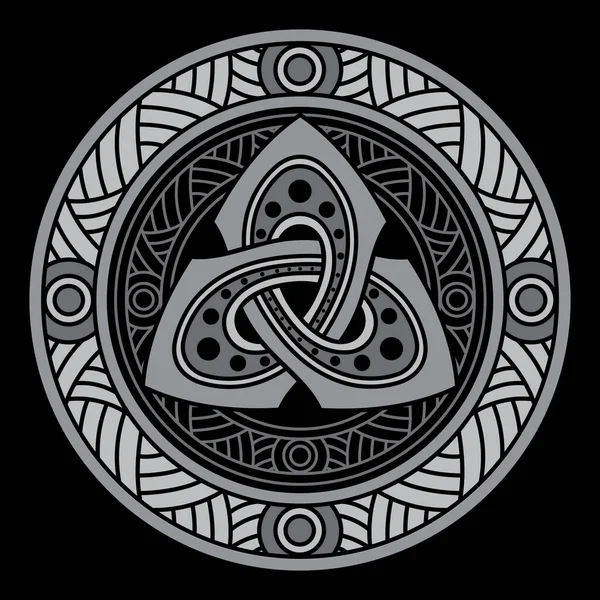 Oude Ronde Keltisch Scandinavisch Design Keltische Knoop Mandala Geïsoleerd Zwart — Stockvector