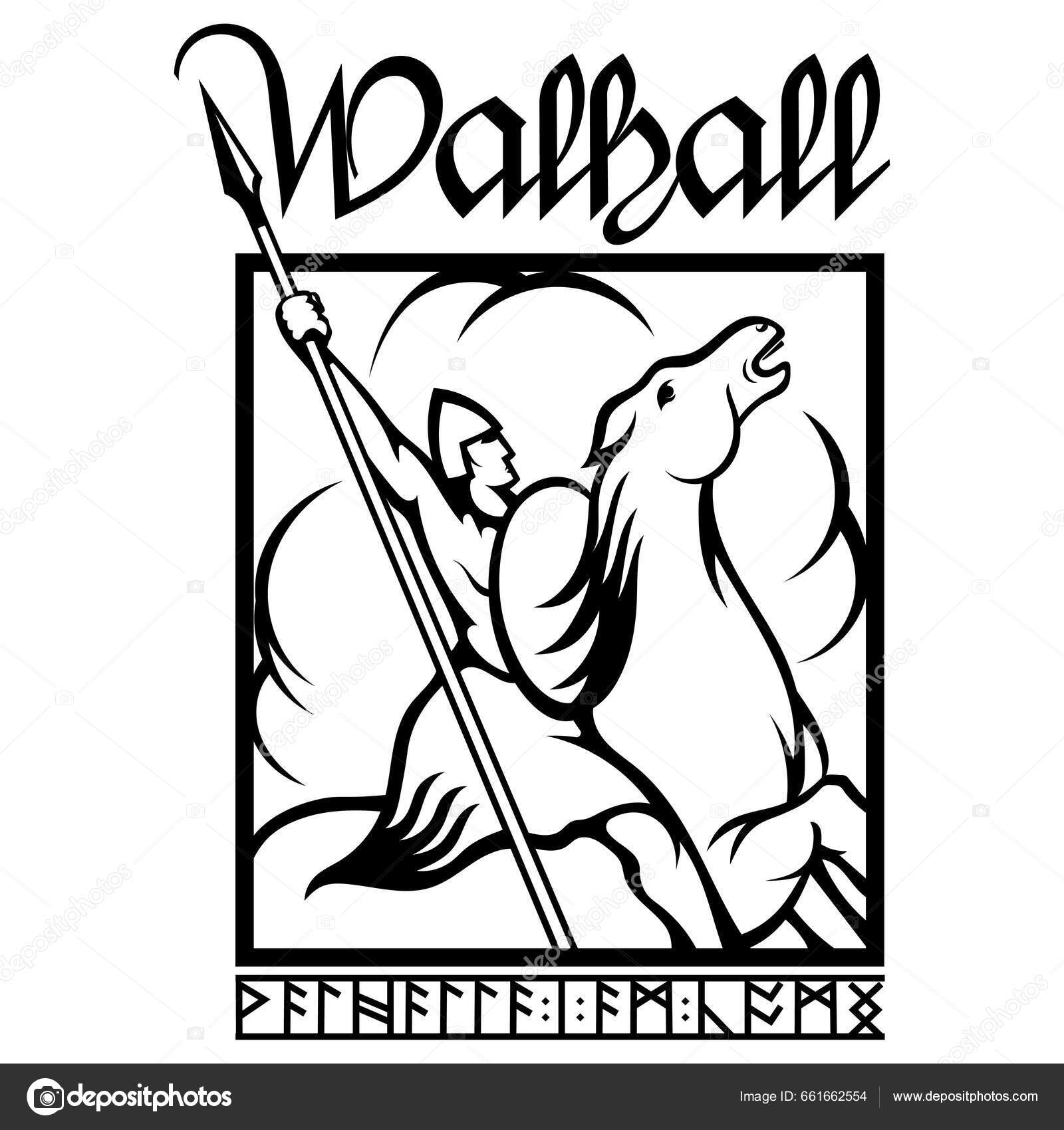 Gammel Nordisk Vikingernes Design Viking Kriger Krig Hest Med Spyd  Stockvektor af ©Bourbon-88 661662554, image size:1600x1700