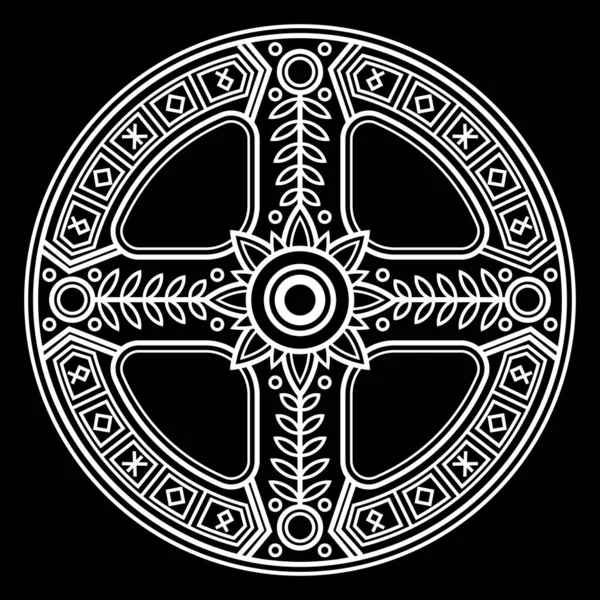 Wikinger Design Ring Mit Runenzeichen Altnordischen Keltischen Vintage Stil Isoliert — Stockvektor