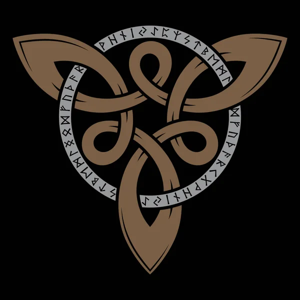 Древний Скандинавский Дизайн Рунический Круг Футарк Винтажном Стиле Кельтский Узор — стоковый вектор