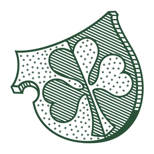 Дизайн Середньовічного Стилю Лицарський Геральдичний Щит Листком Конюшини Намальований Вінтажному — стоковий вектор