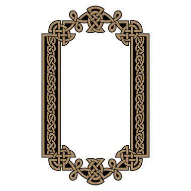 Irish design in vintage, retro style. Frame in the Old Norse Celtic style, isolated on white, vector illustration