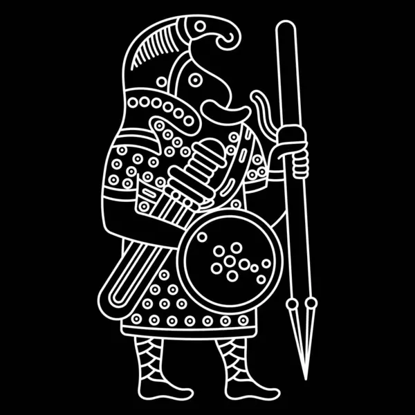 Viking Tasarımı Eski Skandinav Savaşçılarının Tasarımı Kelt Skandinav Tarzında Çizilmiş Stok Illüstrasyon