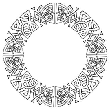 Kelt-İskandinav tasarımı. Eski İskandinav deseni, çerçeve, beyaz üzerine izole edilmiş, vektör illüstrasyonu