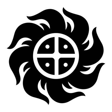 Celtic Scandinavian design. Sun drawn in ethnic vintage style, isolated on white, vector icon illustration