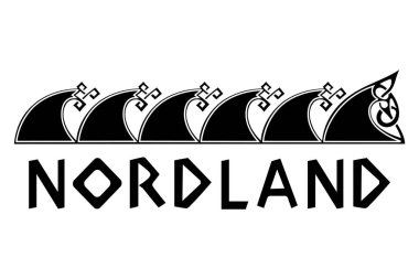 Viking İskandinav tasarımı. Antik dekoratif deniz dalgası, İskandinav tarzı, düğüm çizimi, beyaz üzerine izole edilmiş, vektör çizimi