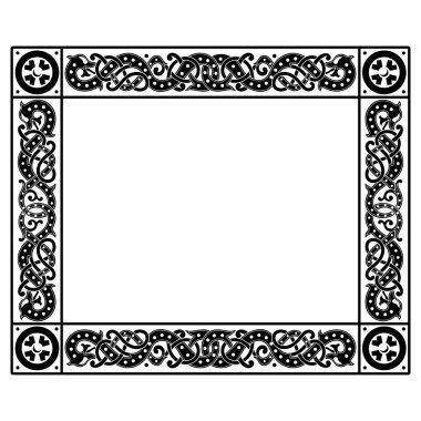 Irish design in vintage, retro style. Frame in the Old Norse Celtic style, isolated on white, vector illustration