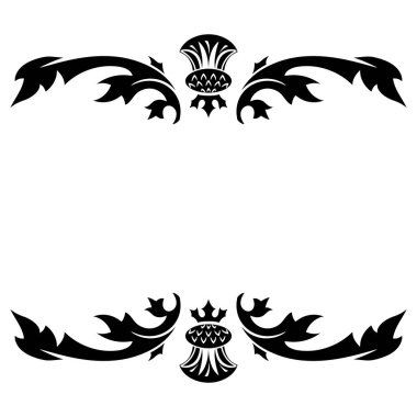 Old Scottish design. Thistle flower in Celtic ethnic style, isolated on white, vector illustration