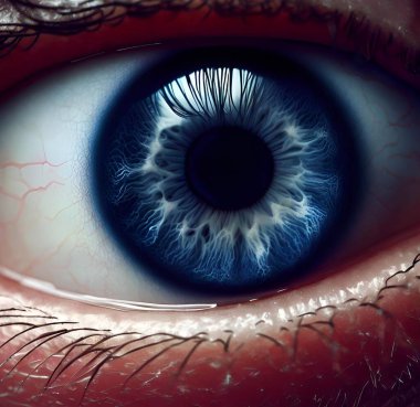 makro insan gözü, göz rengi koyu mavi.