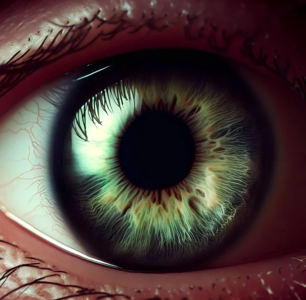 Macro Close Íris Humana Cor Dos Olhos Verde Escuro — Fotografia de Stock