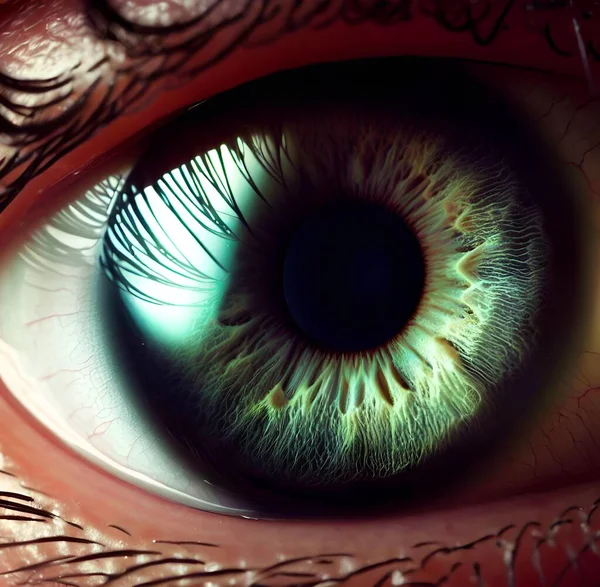 Macro Close Íris Humana Cor Dos Olhos Verde Escuro — Fotografia de Stock