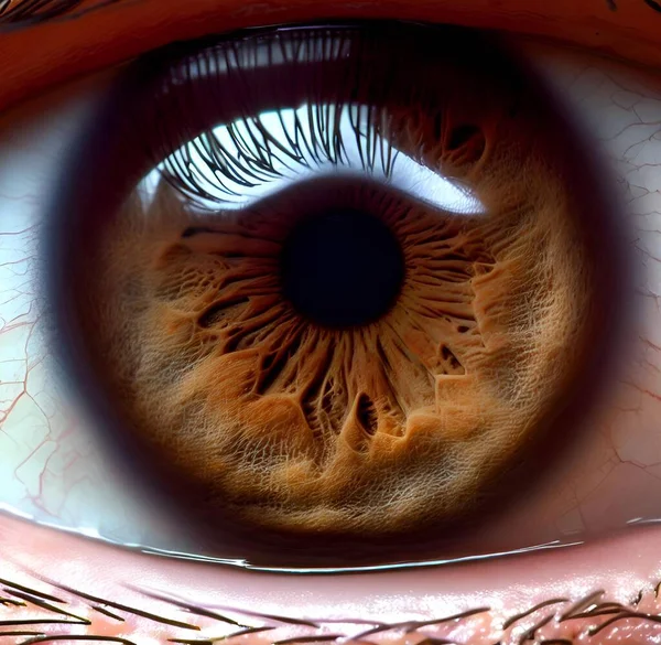 Makro Zbliżenie Ludzkiej Tęczówki Kolor Oczu Ciemnobrązowy — Zdjęcie stockowe