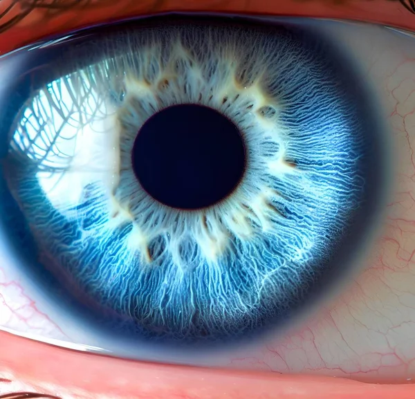 Macro Close Íris Humana Cor Dos Olhos Azul — Fotografia de Stock