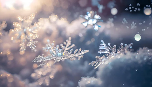 stock image winter background. bright pastel colors. flirring bokeh. snow flakes bokeh. ice crystals bokeh. ice flowers in focus