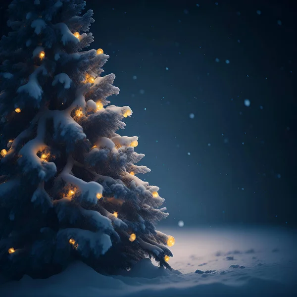 Natal Inverno Desfocado Fundo Árvore Natal Com Neve Decorada Com Fotos De Bancos De Imagens
