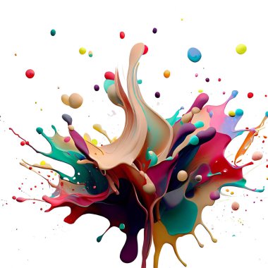 colorful splashes of paint on neutral background, abstract art  clipart