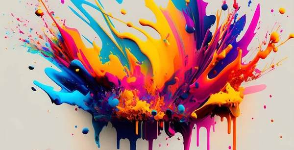 Красочные Всплески Краски Нейтральном Фоне Абстрактное Искусство — стоковое фото