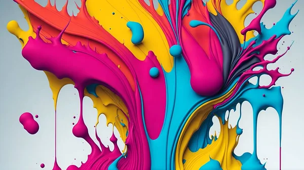 Salpicos Coloridos Tinta Fundo Neutro Arte Abstrata — Fotografia de Stock