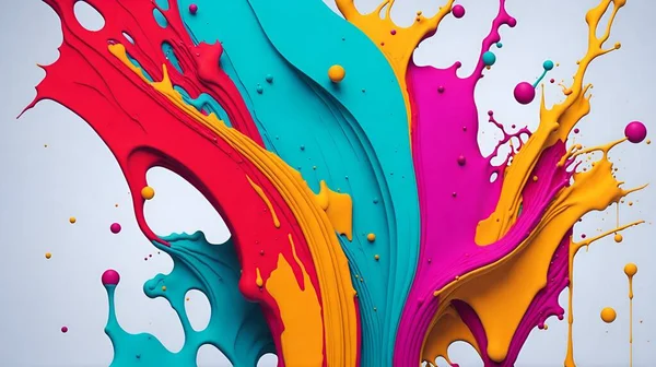 Colorful Splashes Paint Neutral Background Abstract Art — Stock Photo, Image