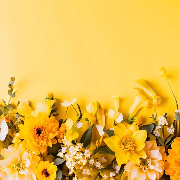 Virágkompozíció Egy Üres Trendi Háttérrel Virágos Háttér Anyák Napjára Valentin Jogdíjmentes Stock Fotók