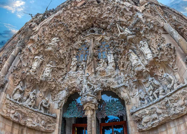 Barcelona Catalonia Spain Feb 2022 Exterior Famous Cathedral Sagrada Familia — Stock Photo, Image