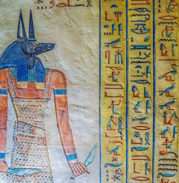 Luxor Egipto Abril 2022 Frescos Dentro Antigua Necrópolis Valle Las — Foto de Stock