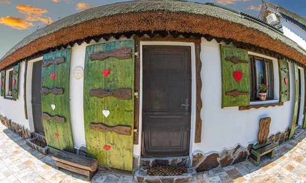 Boerenhuis Met Prachtige Decoraties Typisch Voor Lipovan Etnische Groep Roemenië — Stockfoto