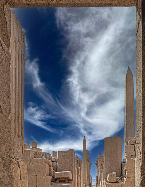 Aspects Complexe Temple Karnak Mélange Anciens Temples Égyptiens Pylônes Près — Photo