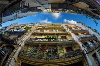 BARCELONA, SPAIN - MARCH 1, 2022: The Gothic Quarter (Catalan: Barri Gotic or El Gotic, Spanish: Barrio Gotico) is the historic centre of the old city. It is a part of Ciutat Vella district.
