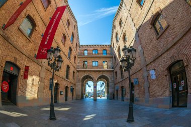 BARCELONA, SPAIN - MARCH 1, 2022: Museu d'Historia de Catalunya located in the building Palau de Mar (1880-1890), originally General Port Warehouse, a 19th-century warehouse in front of the harbor.