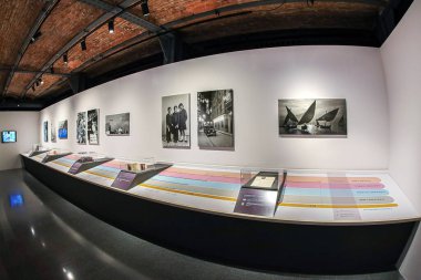 BARCELONA, SPAIN - MARCH 1, 2022: The photography section within the Museum d'Historia de Catalunya located in the building Palau de Mar (1880-1890), originally General Port Warehouse, a 19th-century.