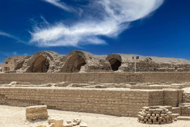 Luxor, Egypt. Partial view of the nobles' tombs in ancient necropolis Valley of the Queens where the wives of pharaohs were buried in ancient times from 1550 to 1070 BCE. Known as Ta-Set-Neferu.