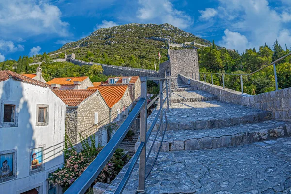 Piedra Croacia Agosto 2022 Vista Aérea Con Los Tejados Casas — Foto de Stock