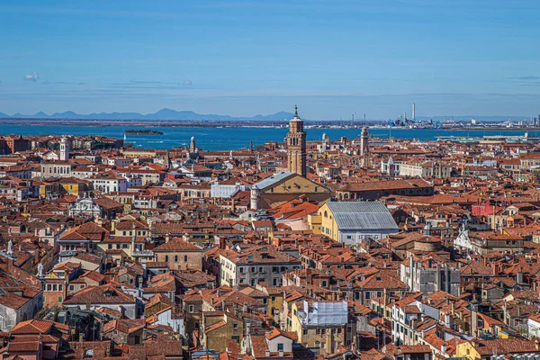 Panorama Venecia Desde Altura Torre Campanile San Marco Con Techos — Foto de Stock