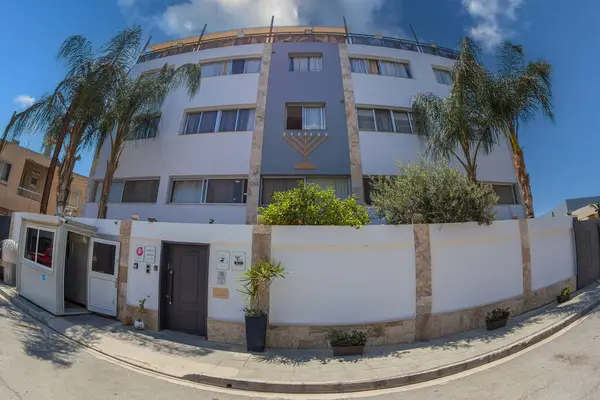 stock image LARNACA, CYPRUS - JUNE 17, 2024: The Larnaca Synagogue or Great Synagogue of Cyprus, also known as the Cyprus Central Synagogue, an Hasidic Jewish congregation and synagogue. Orthodox Synagogue.