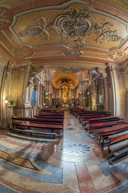 LISBON, PORTUGAL - APRIL 8, 2024: Interior of the Lisbon Cathedral, also known as the Cathedral of Saint Mary Major or Se de Lisboa. Is the oldest church in Lisbon and it was originally built in 1147. clipart