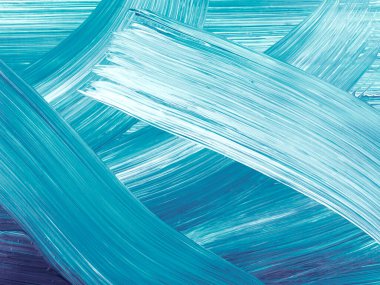 Soyut yaratıcı el boyası arka plan, fırça dokusu, turkuaz çizgiler. Modern sanat. Çağdaş sanat.