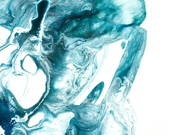抽象青幻想的な創造的な手の背景 大理石の質感 アクリル絵具を描いた 現代美術 現代美術 — ストック写真