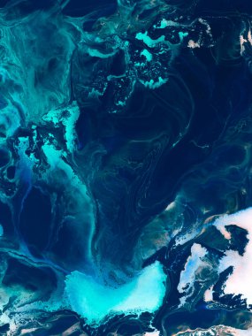 Neon blue and green abstract  fantastic creative hand painted background, marble texture, abstract ocean, acrylic painting. Modern art. Contemporary art.